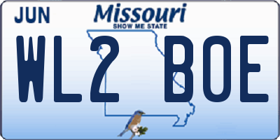 MO license plate WL2B0E
