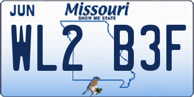 MO license plate WL2B3F