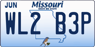 MO license plate WL2B3P