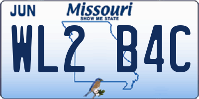 MO license plate WL2B4C