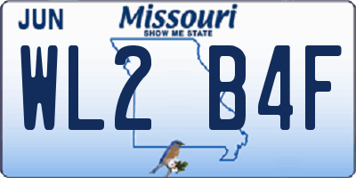 MO license plate WL2B4F