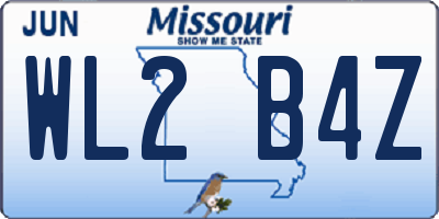 MO license plate WL2B4Z