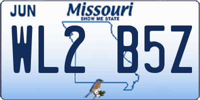 MO license plate WL2B5Z