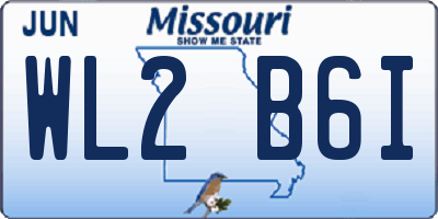 MO license plate WL2B6I