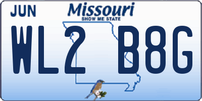 MO license plate WL2B8G