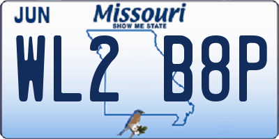MO license plate WL2B8P