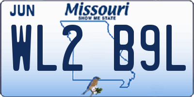 MO license plate WL2B9L