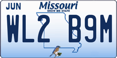MO license plate WL2B9M