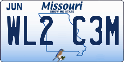 MO license plate WL2C3M