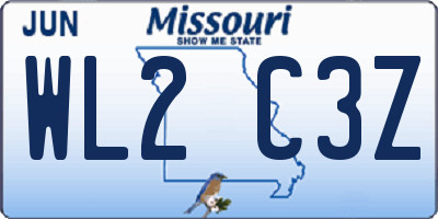 MO license plate WL2C3Z