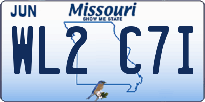 MO license plate WL2C7I