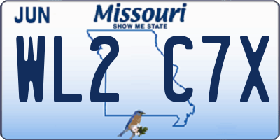 MO license plate WL2C7X
