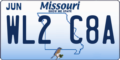 MO license plate WL2C8A