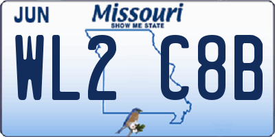 MO license plate WL2C8B