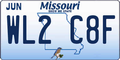 MO license plate WL2C8F