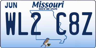 MO license plate WL2C8Z