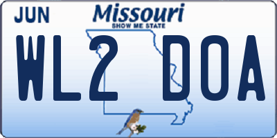 MO license plate WL2D0A