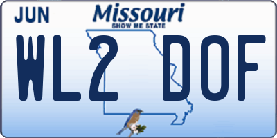 MO license plate WL2D0F