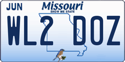 MO license plate WL2D0Z