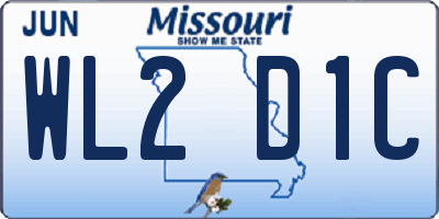 MO license plate WL2D1C