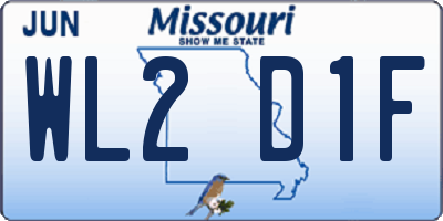 MO license plate WL2D1F