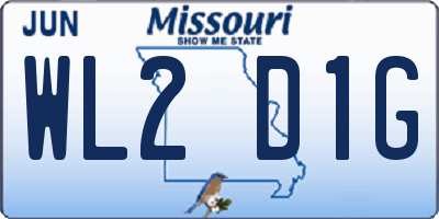 MO license plate WL2D1G
