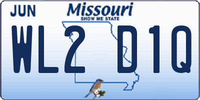 MO license plate WL2D1Q