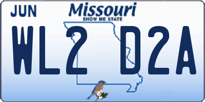 MO license plate WL2D2A