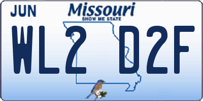 MO license plate WL2D2F