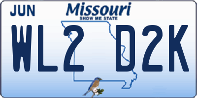 MO license plate WL2D2K