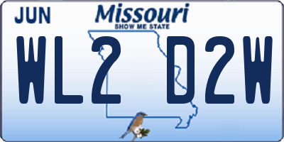 MO license plate WL2D2W
