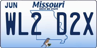 MO license plate WL2D2X