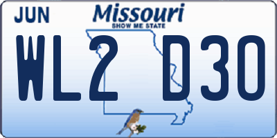 MO license plate WL2D3O