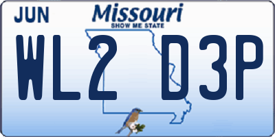 MO license plate WL2D3P