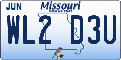 MO license plate WL2D3U