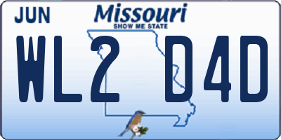 MO license plate WL2D4D