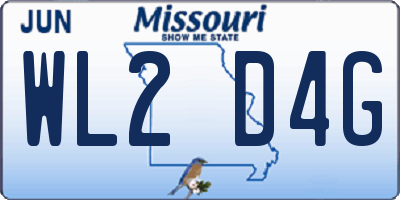 MO license plate WL2D4G