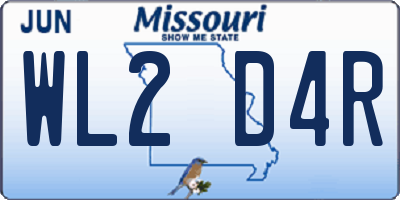 MO license plate WL2D4R