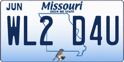 MO license plate WL2D4U