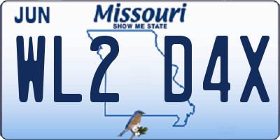 MO license plate WL2D4X