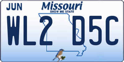 MO license plate WL2D5C
