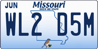 MO license plate WL2D5M