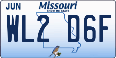 MO license plate WL2D6F