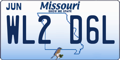 MO license plate WL2D6L