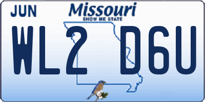 MO license plate WL2D6U