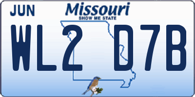 MO license plate WL2D7B