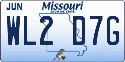 MO license plate WL2D7G