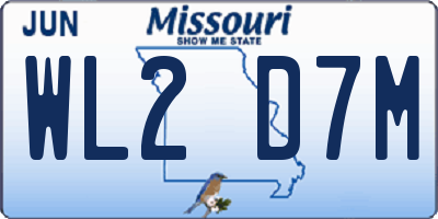 MO license plate WL2D7M