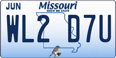 MO license plate WL2D7U