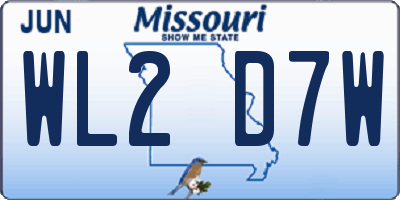 MO license plate WL2D7W